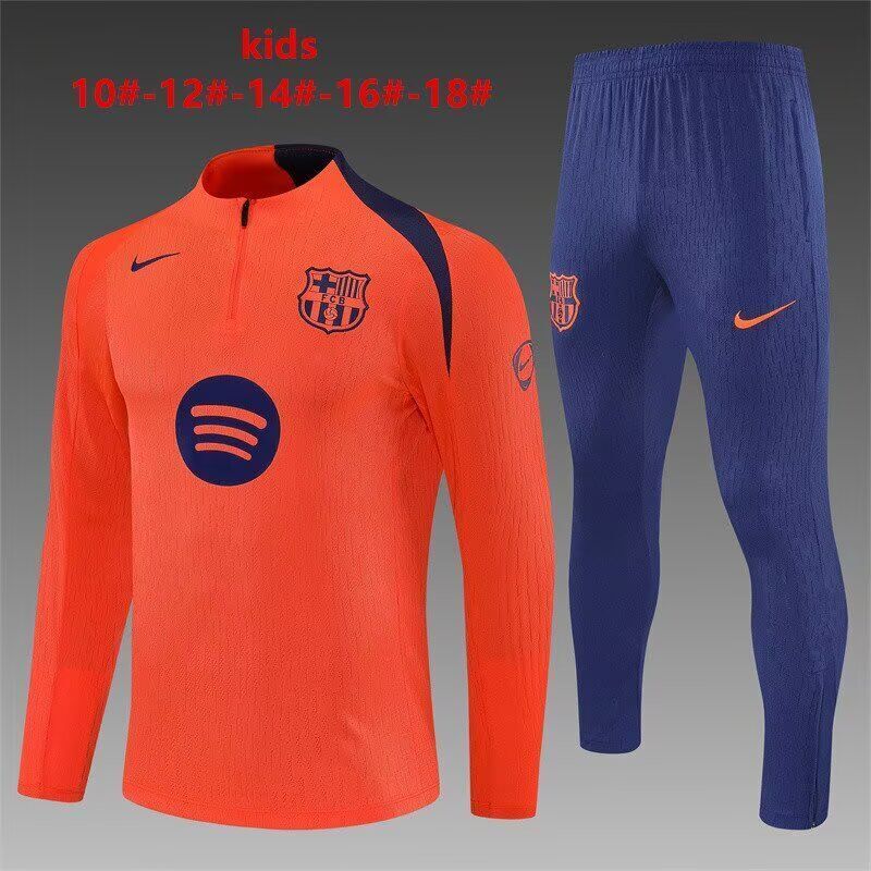 Kids Barcelona 25/26 Tracksuit - Orange/Navy Blue